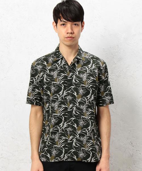 green label relaxing（グリーンレーベルリラクシング）の「SC PINEAPPLE/P ONE-UP/C シャツ◆（シャツ/ブラウス・メンズ・ネイビー/オリーブ・SMALL/MEDIUM/LARGE）」の4枚目の写真