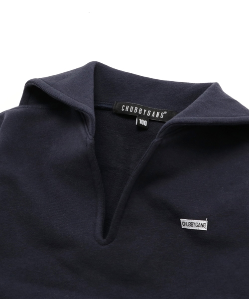 CHUBBYGANG（チャビーギャング）の「セーラーカラー裏毛プルオーバー（スウェット・キッズ・ブラック/ネイビー・140/100/120/150/160/110/130）」の5枚目の写真