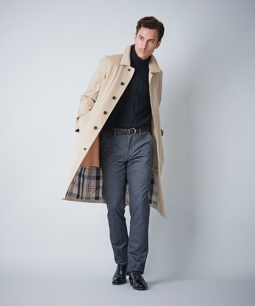 100年コート（ヒャクネンコート）の「＜100年コート＞バルマカーンロングコート（三陽格子）（トレンチコート・メンズ・ブラック/ネイビー/ベージュ・LL/M/L）」の20枚目の写真