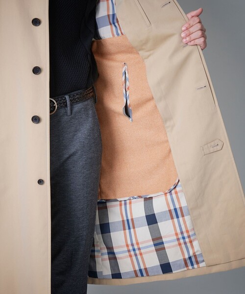 100年コート（ヒャクネンコート）の「＜100年コート＞バルマカーンロングコート（三陽格子）（トレンチコート・メンズ・ブラック/ネイビー/ベージュ・LL/M/L）」の13枚目の写真