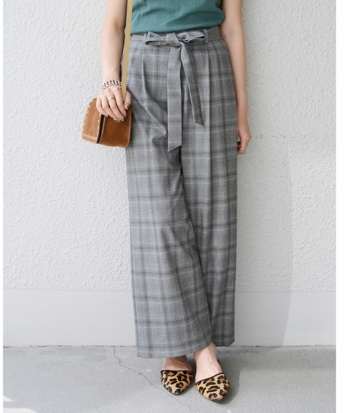 SHIPS（シップス）の「チェックワイドパンツ◇（その他パンツ・レディース・ダークグレー/グリーン・38/36/34）」の4枚目の写真