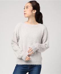 女性らしいふわふわニットで愛され女子！2wayショルダー★[クルーorオフショル]フェザーニットトップス/レディースセーター[C2939]神戸レタス