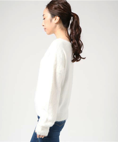 KOBE LETTUCE（コウベレタス）の「女性らしいふわふわニットで愛され女子！2wayショルダー★[クルーorオフショル]フェザーニットトップス/レディースセーター[C2939]神戸レタス（ニット/セーター・レディース・ブラック/グレー/オフホワイト/ピンク・FREE）」の8枚目の写真