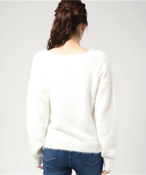 KOBE LETTUCE（コウベレタス）の「女性らしいふわふわニットで愛され女子！2wayショルダー★[クルーorオフショル]フェザーニットトップス/レディースセーター[C2939]神戸レタス（ニット/セーター・レディース・ブラック/グレー/オフホワイト/ピンク・FREE）」の5枚目の写真