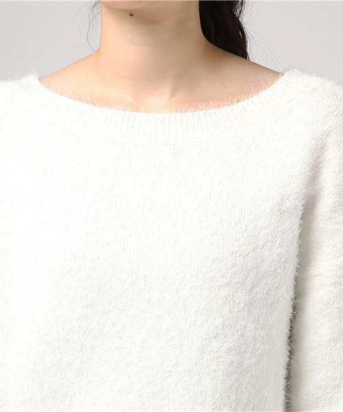 KOBE LETTUCE（コウベレタス）の「女性らしいふわふわニットで愛され女子！2wayショルダー★[クルーorオフショル]フェザーニットトップス/レディースセーター[C2939]神戸レタス（ニット/セーター・レディース・ブラック/グレー/オフホワイト/ピンク・FREE）」の6枚目の写真