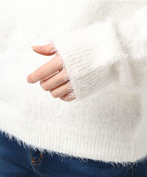 KOBE LETTUCE（コウベレタス）の「女性らしいふわふわニットで愛され女子！2wayショルダー★[クルーorオフショル]フェザーニットトップス/レディースセーター[C2939]神戸レタス（ニット/セーター・レディース・ブラック/グレー/オフホワイト/ピンク・FREE）」の9枚目の写真