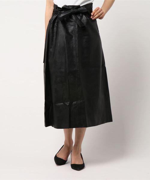 【No.6】Fiels Skirt Black Faux Leather