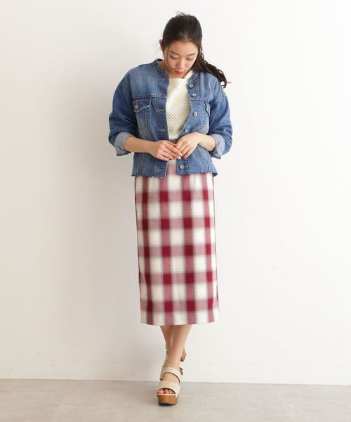 FREE'S MART(フリーズマート)の「ぼかしチェックミディーペンシルスカート(スカート・レディース・ブラック系その他/レッド系その他・SMALL/MEDIUM)」の7枚目の写真