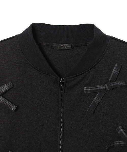 Candy Stripper（キャンディストリッパー）の「CHECK RIBBON TRIMMED JERSEY ブルゾン（ブルゾン・レディース・ブラック/ネイビー・2）」の4枚目の写真