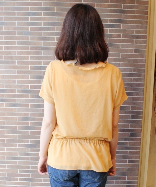 JOURNAL STANDARD（ジャーナルスタンダード）の「☆スキンジョーゼットぺプラムブラウス_#（シャツ/ブラウス・レディース・ネイビー/イエロー/ブルー・FREE）」の6枚目の写真