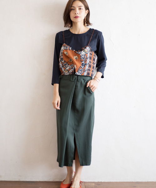 YECCA VECCA（イェッカヴェッカ）の「ラッピングベルトナロースカート（スカート・レディース・ブラック/キャメル/グリーン・FREE）」の11枚目の写真