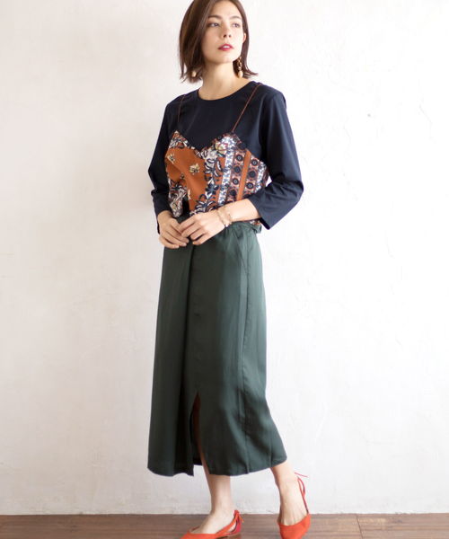 YECCA VECCA（イェッカヴェッカ）の「ラッピングベルトナロースカート（スカート・レディース・ブラック/キャメル/グリーン・FREE）」の10枚目の写真