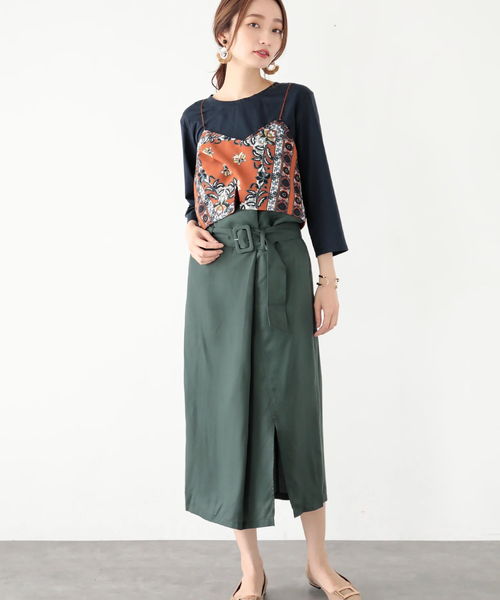 YECCA VECCA（イェッカヴェッカ）の「ラッピングベルトナロースカート（スカート・レディース・ブラック/キャメル/グリーン・FREE）」の12枚目の写真