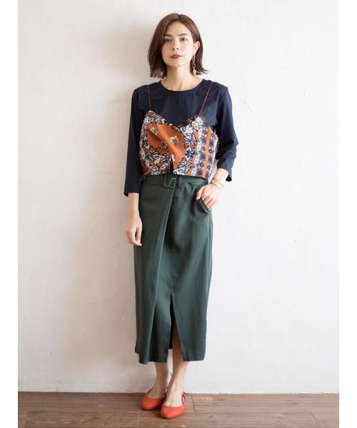 YECCA VECCA（イェッカヴェッカ）の「ラッピングベルトナロースカート（スカート・レディース・ブラック/キャメル/グリーン・FREE）」の16枚目の写真