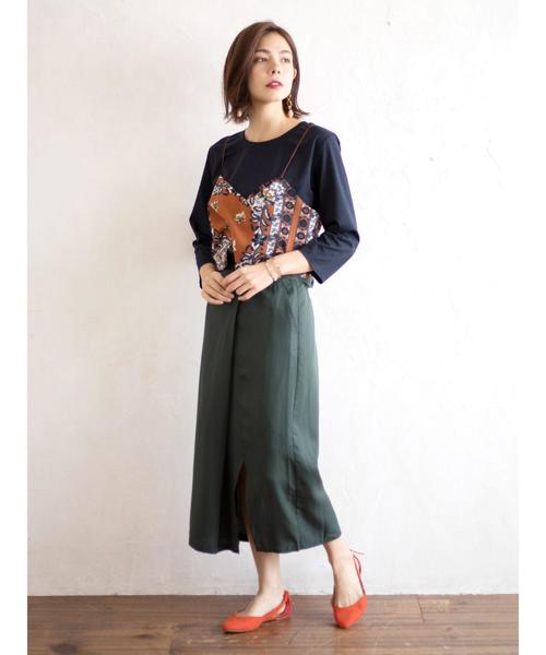 YECCA VECCA（イェッカヴェッカ）の「ラッピングベルトナロースカート（スカート・レディース・ブラック/キャメル/グリーン・FREE）」の17枚目の写真