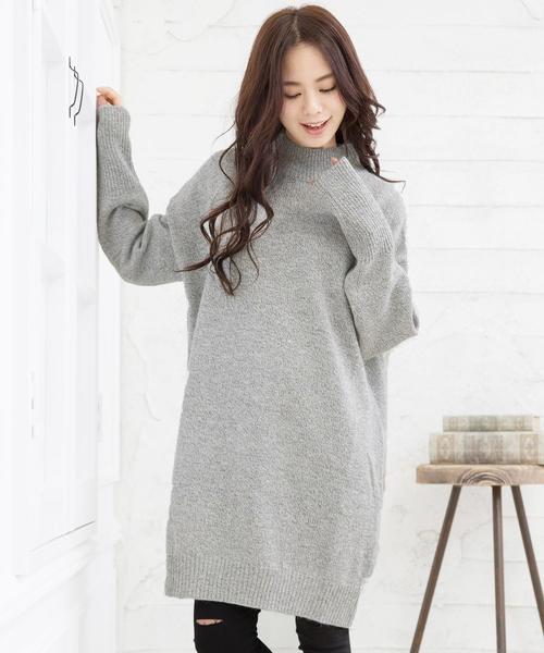 Girly Doll（ガーリードール）の「リブ ルーズニットワンピース（ワンピース・レディース・ブラック/ネイビー/ボルドー/グレー系その他/グリーン系その他/ベージュ系その他/グレー系その他2/ブルー系その他/レッド系その他/ダークグレー/ブラック系その他/グリーン/ライトグレー/ベージュ/ブラウン系その他/ブラウン/カーキ/グリーン系その他2/モカ/ブラウン系その他2・FREE）」の6枚目の写真