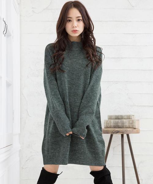 Girly Doll（ガーリードール）の「リブ ルーズニットワンピース（ワンピース・レディース・ブラック/ネイビー/ボルドー/グレー系その他/グリーン系その他/ベージュ系その他/グレー系その他2/ブルー系その他/レッド系その他/ダークグレー/ブラック系その他/グリーン/ライトグレー/ベージュ/ブラウン系その他/ブラウン/カーキ/グリーン系その他2/モカ/ブラウン系その他2・FREE）」の15枚目の写真