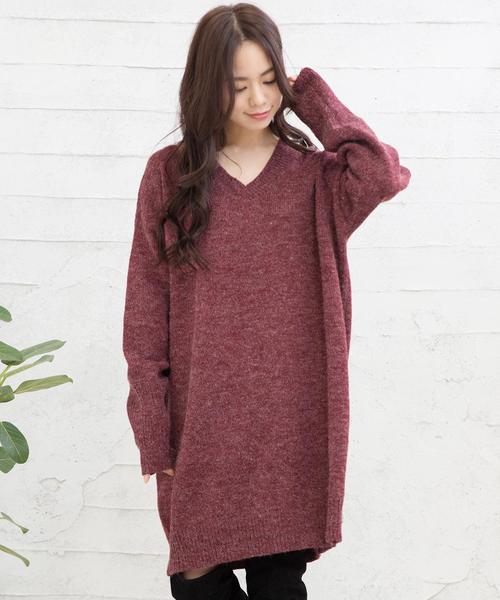 Girly Doll（ガーリードール）の「リブ ルーズニットワンピース（ワンピース・レディース・ブラック/ネイビー/ボルドー/グレー系その他/グリーン系その他/ベージュ系その他/グレー系その他2/ブルー系その他/レッド系その他/ダークグレー/ブラック系その他/グリーン/ライトグレー/ベージュ/ブラウン系その他/ブラウン/カーキ/グリーン系その他2/モカ/ブラウン系その他2・FREE）」の19枚目の写真