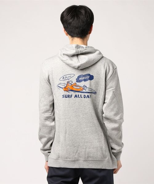 SURF CHECK ALL DAY PULLOVER/ハーレー 長袖 プルオーバーパーカー バックプリント