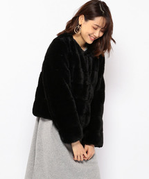 Petit Honfleur | ジャガードファージャケット(ムートンコート)