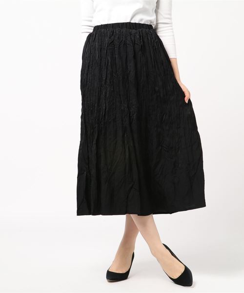STYLEBLOCK（スタイルブロック）の「シアーツイルランダムプリーツロングスカート（スカート・レディース・ライトグレー/ブラック/ベージュ/グリーン・M）」の2枚目の写真