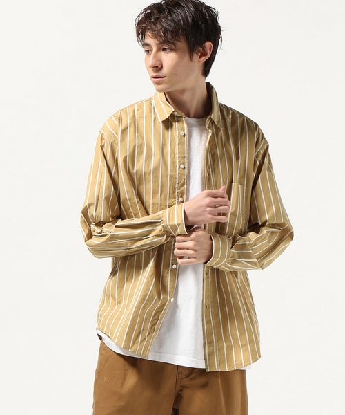 JOURNAL STANDARD(ジャーナルスタンダード)の「ドビーストライプ レギュラーシャツ♯(シャツ/ブラウス・メンズ・ブルー系その他/ベージュ/ホワイト・SMALL/LARGE/MEDIUM)」の1枚目の写真
