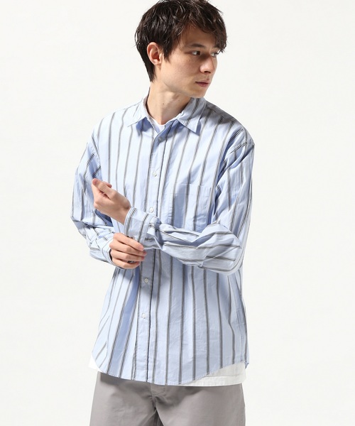 JOURNAL STANDARD(ジャーナルスタンダード)の「ドビーストライプ レギュラーシャツ♯(シャツ/ブラウス・メンズ・ブルー系その他/ベージュ/ホワイト・SMALL/LARGE/MEDIUM)」の3枚目の写真