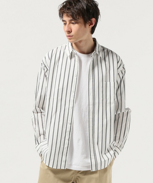 JOURNAL STANDARD(ジャーナルスタンダード)の「ドビーストライプ レギュラーシャツ♯(シャツ/ブラウス・メンズ・ブルー系その他/ベージュ/ホワイト・SMALL/LARGE/MEDIUM)」の2枚目の写真