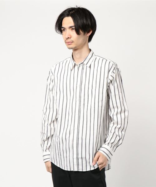 JOURNAL STANDARD(ジャーナルスタンダード)の「ドビーストライプ レギュラーシャツ♯(シャツ/ブラウス・メンズ・ブルー系その他/ベージュ/ホワイト・SMALL/LARGE/MEDIUM)」の6枚目の写真