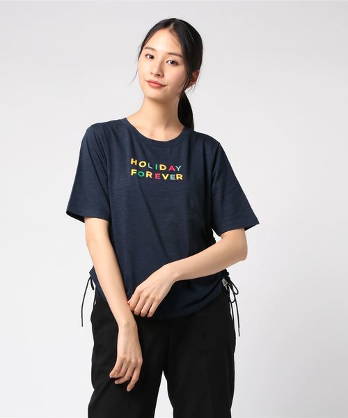 MAISON SCOTCH（メゾンスコッチ）の「MAISON SCOTCH(メゾン スコッチ)　ｻｲﾄﾞｷﾞｬｻﾞｰTｼｬﾂ（Tシャツ/カットソー・レディース・ホワイト/ネイビー・SMALL）」の2枚目の写真