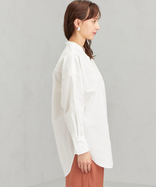 green label relaxing（グリーンレーベルリラクシング）の「FM バンドカラー ロングカフス シャツ（シャツ/ブラウス・レディース・ベージュ/オフホワイト/オリーブ・FREE）」の6枚目の写真