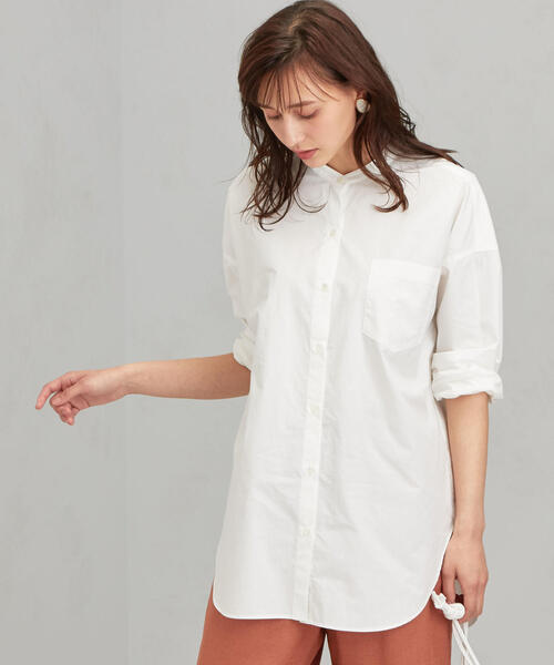 green label relaxing（グリーンレーベルリラクシング）の「FM バンドカラー ロングカフス シャツ（シャツ/ブラウス・レディース・ベージュ/オフホワイト/オリーブ・FREE）」の17枚目の写真