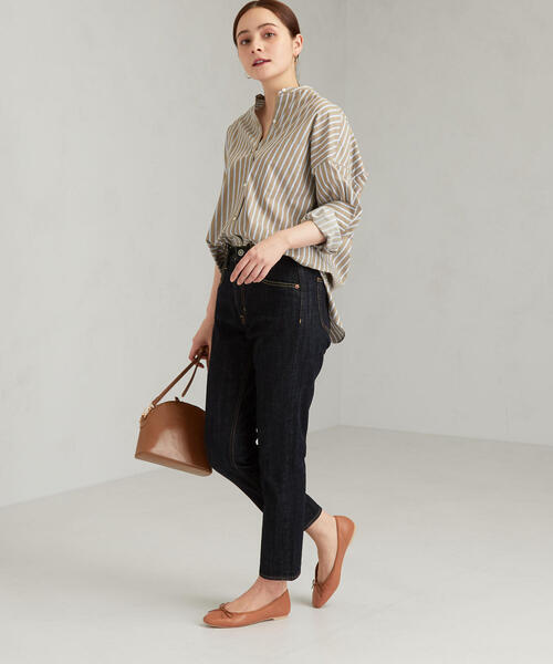 green label relaxing（グリーンレーベルリラクシング）の「FM バンドカラー ロングカフス シャツ（シャツ/ブラウス・レディース・ベージュ/オフホワイト/オリーブ・FREE）」の10枚目の写真