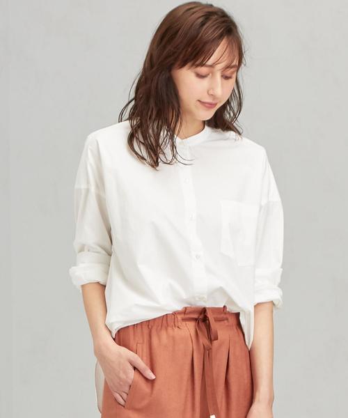 green label relaxing（グリーンレーベルリラクシング）の「FM バンドカラー ロングカフス シャツ（シャツ/ブラウス・レディース・ベージュ/オフホワイト/オリーブ・FREE）」の14枚目の写真