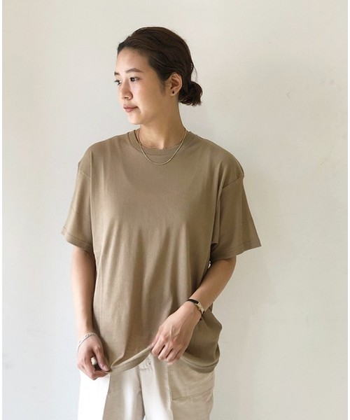 TODAYFUL(トゥデイフル)の「シルクタッチリブTシャツ(Tシャツ/カットソー・レディース・オフホワイト/ブラック/ベージュ・FREE)」の4枚目の写真