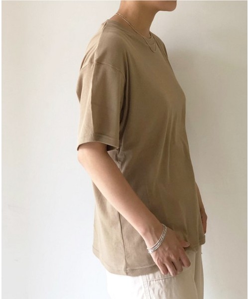 TODAYFUL(トゥデイフル)の「シルクタッチリブTシャツ(Tシャツ/カットソー・レディース・オフホワイト/ブラック/ベージュ・FREE)」の5枚目の写真