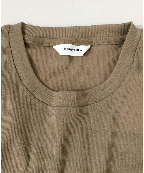 TODAYFUL(トゥデイフル)の「シルクタッチリブTシャツ(Tシャツ/カットソー・レディース・オフホワイト/ブラック/ベージュ・FREE)」の10枚目の写真