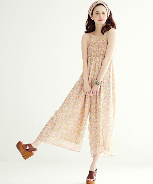 Another Edition（アナザーエディション）の「AE P FLW PRT ALL IN ONE（つなぎ/オールインワン・レディース・ライム/ライトブルー/ライトピンク/レッド・ﾌﾘ-）」の4枚目の写真