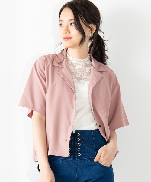 WEGO(ウィゴー)の「WEGO/オープンカラークロップドポプリンシャツ(シャツ/ブラウス・レディース・ベージュ/ピンク/アイボリー/ベージュ系その他4/その他1/ダークグリーン/その他2/ブラウン/ブラック系その他4・FREE)」の7枚目の写真