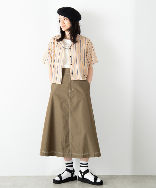 WEGO(ウィゴー)の「WEGO/オープンカラークロップドポプリンシャツ(シャツ/ブラウス・レディース・ベージュ/ピンク/アイボリー/ベージュ系その他4/その他1/ダークグリーン/その他2/ブラウン/ブラック系その他4・FREE)」の14枚目の写真