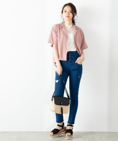 WEGO(ウィゴー)の「WEGO/オープンカラークロップドポプリンシャツ(シャツ/ブラウス・レディース・ベージュ/ピンク/アイボリー/ベージュ系その他4/その他1/ダークグリーン/その他2/ブラウン/ブラック系その他4・FREE)」の16枚目の写真