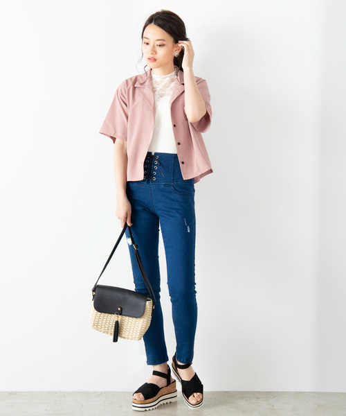 WEGO(ウィゴー)の「WEGO/オープンカラークロップドポプリンシャツ(シャツ/ブラウス・レディース・ベージュ/ピンク/アイボリー/ベージュ系その他4/その他1/ダークグリーン/その他2/ブラウン/ブラック系その他4・FREE)」の18枚目の写真