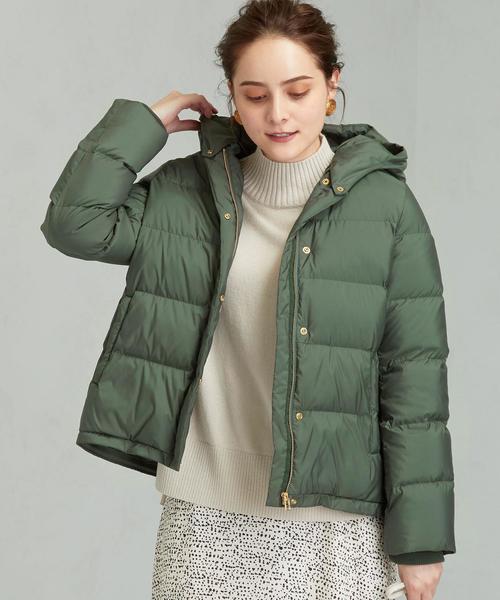 美品　グリーンレーベルリラクシング　ハッスイフードショート ダウンジャケット 美品 グリーンレーベルリラクシング ハッスイフードショート ダウン