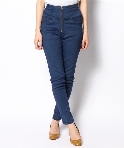 WEGO（ウィゴー）の「WEGO/ZIPハイウエストスキニーパンツ（デニムパンツ・レディース・ネイビー/ブルー・LARGE/MEDIUM）」の11枚目の写真