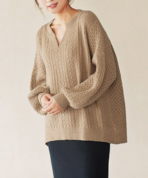 Pierrot | キーネックケーブルニット(ニット/セーター)