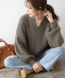 Pierrot | キーネックケーブルニット(ニット/セーター)