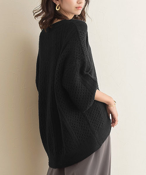 Pierrot（ピエロ）の「キーネックケーブルニット（ニット/セーター・レディース・ブラック/ベージュ/アイボリー/ブラウン系その他/ブラウン/オレンジ系その他/グレイッシュベージュ・M/L）」の15枚目の写真