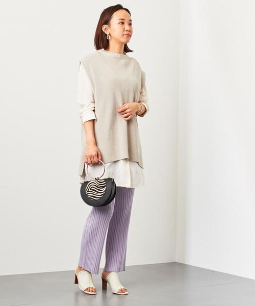 EMMEL REFINES（エメルリファインズ）の「〔ハンドウォッシャブル〕SMF HW ニットリブパンツ2（その他パンツ・レディース・オリーブ/ライラック/ナチュラル・FREE）」の5枚目の写真