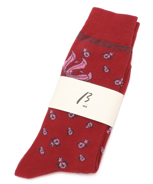 β MEN（ベータメン）の「バンダナ柄クルーソックス（ソックス/靴下・メンズ・ネイビー/ブラック/レッド・25-27CM）」の3枚目の写真