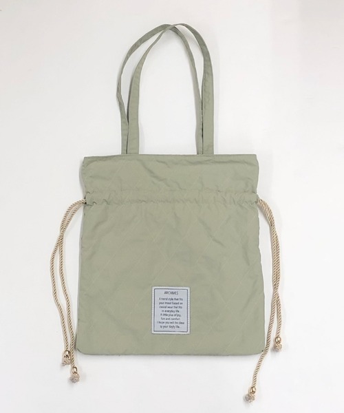 archives(アルシーヴ)の「【pink beigeはweb限定カラー】巾着メッセージトートbag(トートバッグ・レディース・アイボリー/ベージュ/グリーン/ピンクベージュ・MEDIUM)」の7枚目の写真